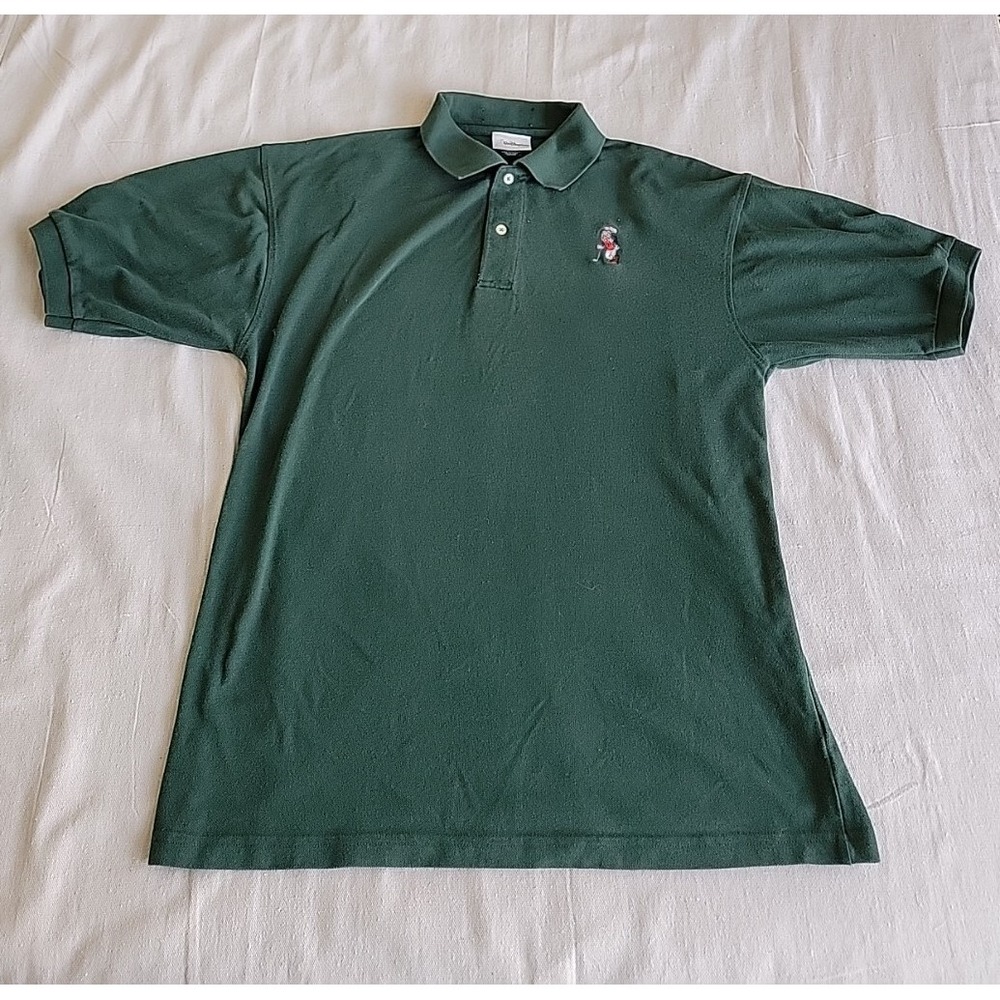 Walt Disney Mens L‎ Polo Shirt Golf Dark Green Goofy Embroidered Dad Casual VTG